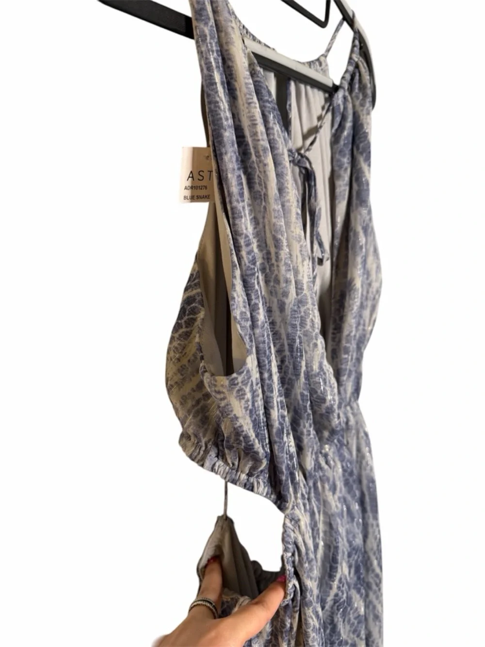 ASTR the Label Snakeskin Blue Halter Cutout Maxi Dress - Picture 5 of 7